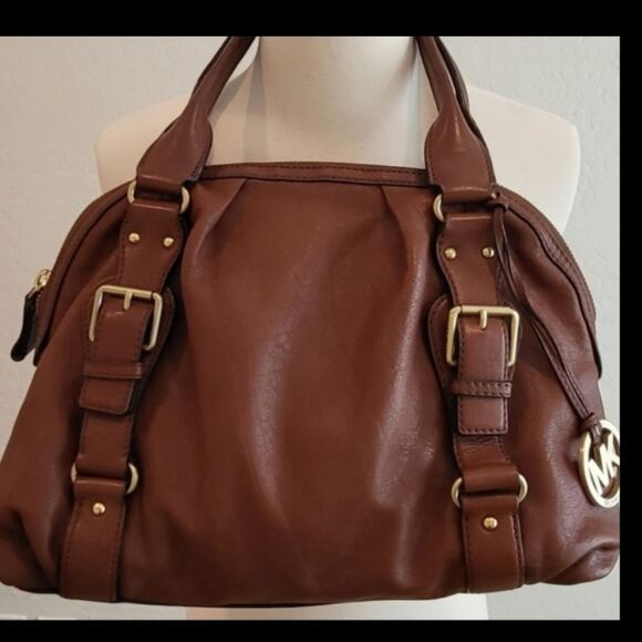 Authentic Michael Kors Bedford Pebbled Leather Satchel In Cognac - Picture 1 of 9